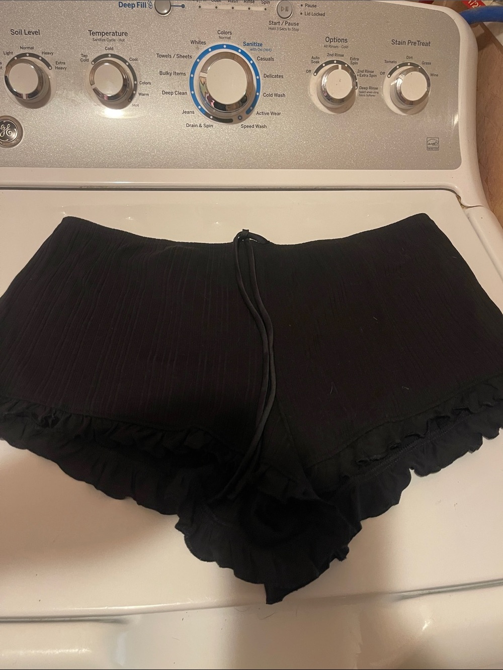 Victoria's Secret Black Ruffle Hem Lounge Shorts